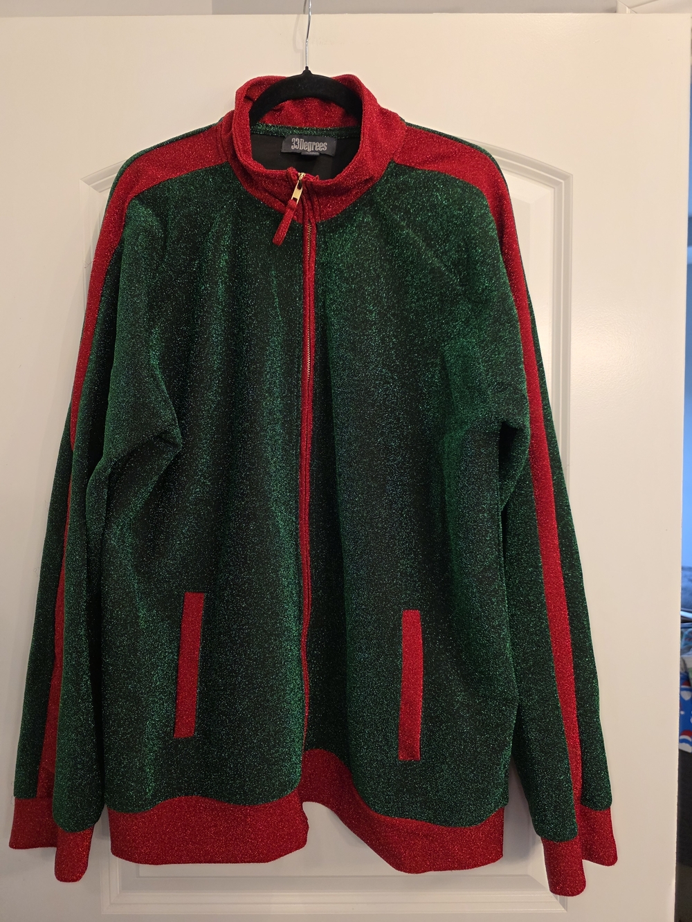Men’s Green & Red Zip Bomber Jacket - Allegres